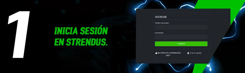 Pantalla oficial de Strendus para iniciar sesión, del trámite de completar perfil