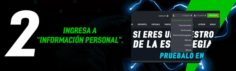 Menú de cuenta de Strendus con la opción Información Personal